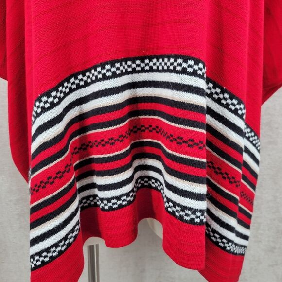 Jones New York Red Striped Women's Poncho - Picture 4 of 11